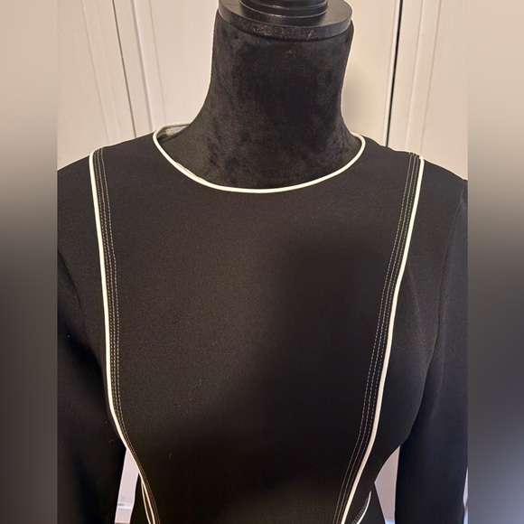 Phase Eight Black Ponte Dress w/ White Contrast Piping | UK 10 / US 6 - Picture 4 of 7